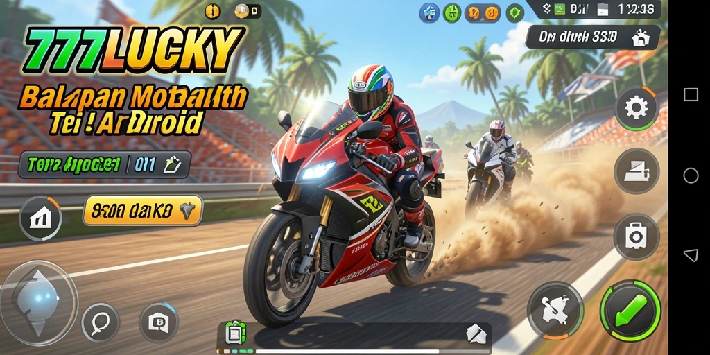 Screenshot dari gameplay mendebarkan di 777LUCKY dengan balapan motor.