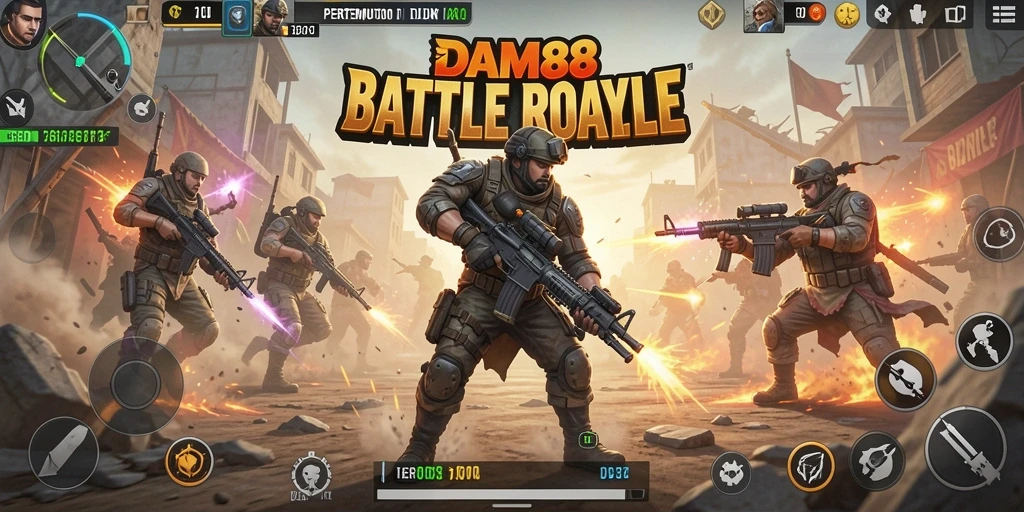 Gameplay intens dan mendebarkan dalam pertempuran Battle Royale.