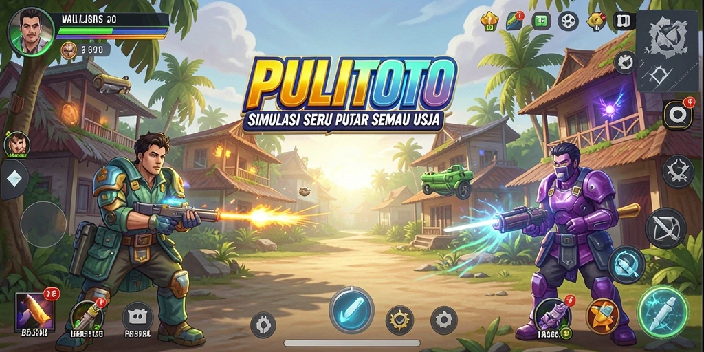 Gameplay PULITOTO yang menampilkan suasana simulasi yang interaktif.